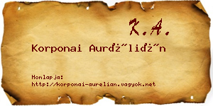 Korponai Aurélián névjegykártya